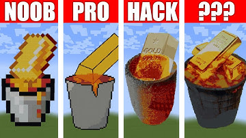 Golden Ingot in Lava NOOB vs PRO vs HACKER MINECRAFT Pixel Art