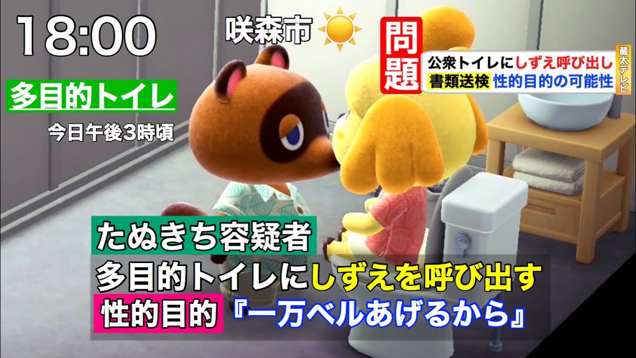 あつ森ニュース 27 たぬきち多目的トイレにしずえを呼び出す 書類送検 Youtube
