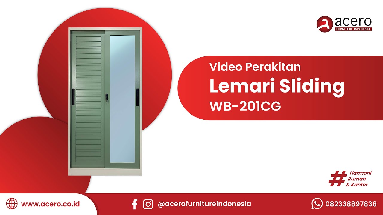 TUTORIAL PERAKITAN LEMARI SLIDING WB-2 PINTU | ACERO FURNITURE INDONESIA | LEMARI SLIDING WB 2 PINTU