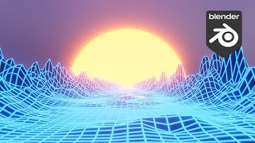 Retro Style Road With Big Sun | Looping Blender Animation 3.4