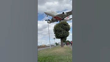 Emirates A380 Flying Incredibly Close to Ground! ✈️🔥 #Emirates #Airbus #PlaneSpotting