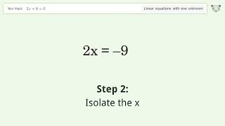 Linear Equation With One Unknown Solve 2X90 Step-By-Step Solution
