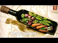 Kitchen decor bottle art, bottle art with vegetables, bottle decoration ideas