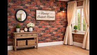Scale Miniature Rustic Weathered Red Brown Brick Wall Wallpaper Printable PDF