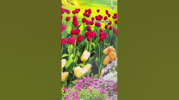 Bóc tem tấm tranh 3d phong cảnh vườn hoa tráng gương cao cấp