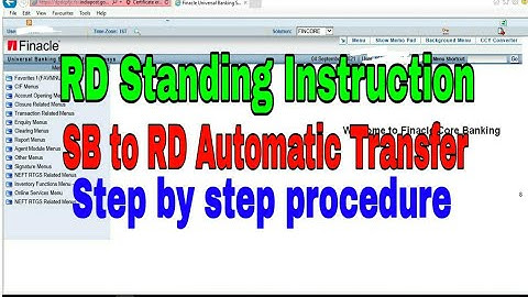 RD Standing Instruction || RD SI || SB to RD step by step procedure in Finacle || HSSIM