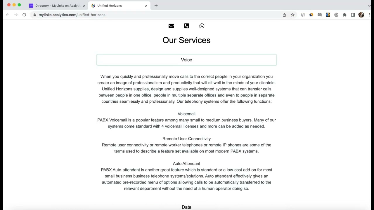 MyLinks On Acalytica - Unified Horizons