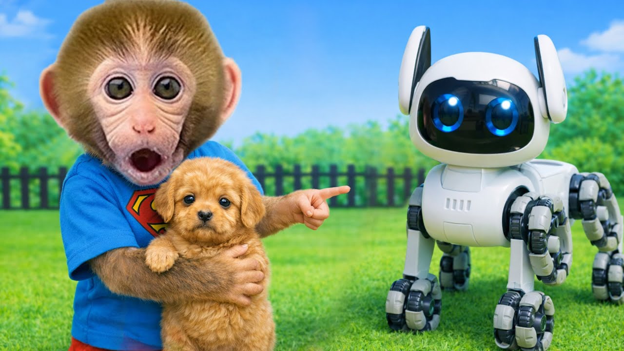 Monkey BonBon i jego uroczy pies robot, radosna zabawkowa przygoda – Monkey Poland