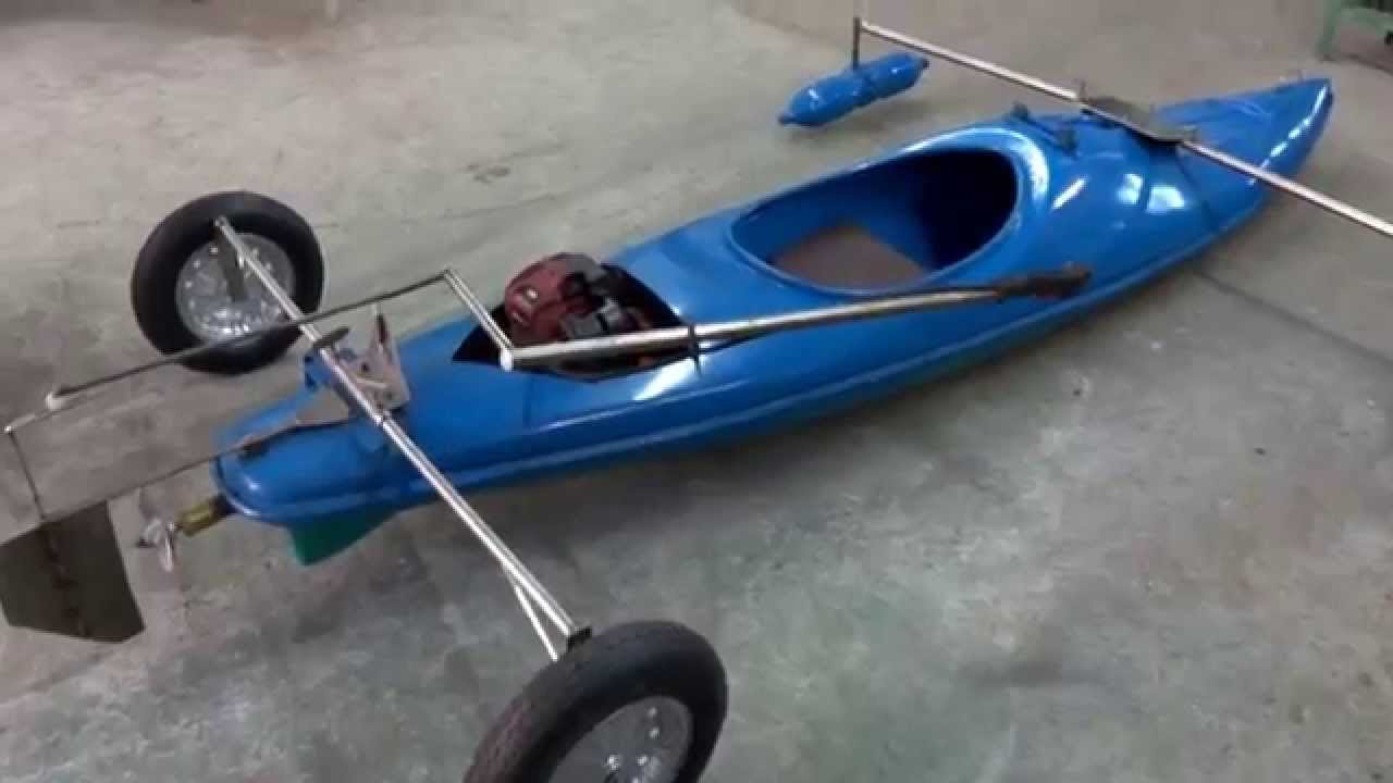  (flutuador)kayak with mower engine and stabilizer - YouTube