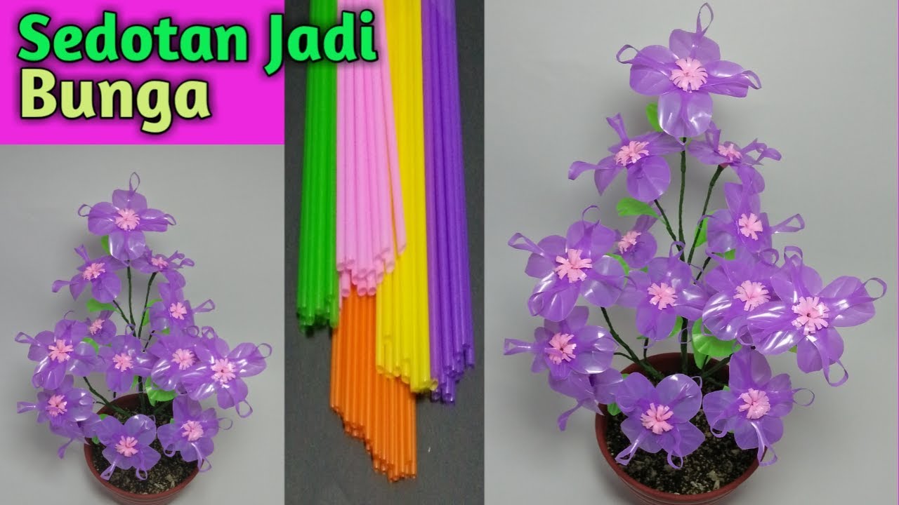 Membuat bunga dari sedotan yg cantik 