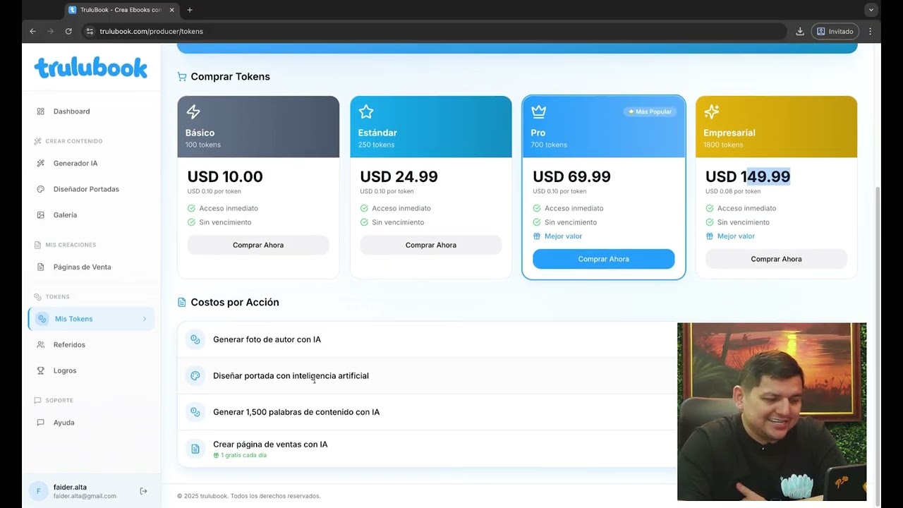 Sistema de Tokens – Precios, Planes y Costos de Uso en la Plataforma