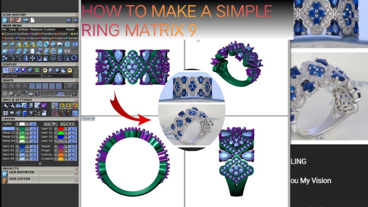 How to make a simple Ring Matrix 9 @APjewelleryCAD 