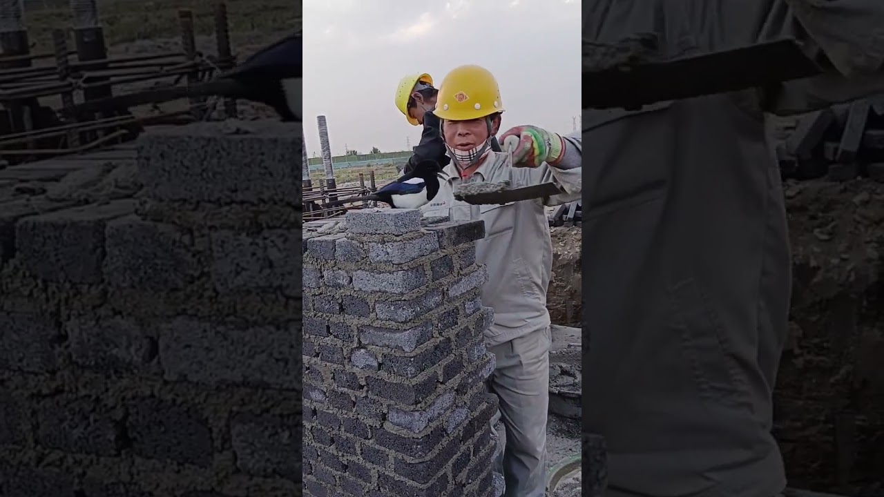 Exterior wall fly ash brick construction process