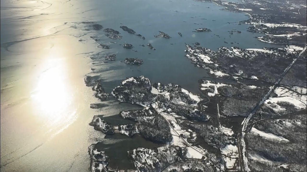 Aerial View from Warm Florida to Snow Covered Connecticut