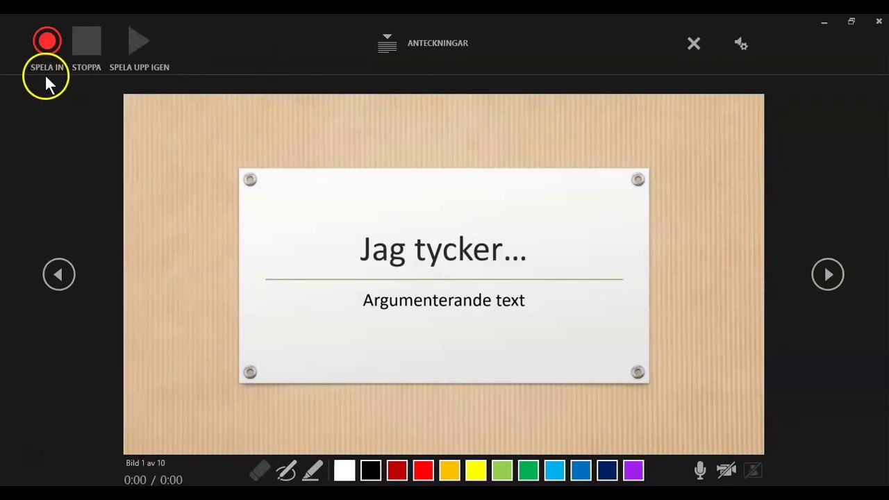 spela in powerpoint presentation med ljud