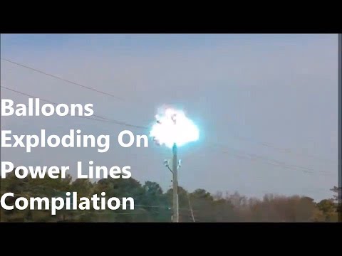 Balloons Exploding On Power Lines Compilation