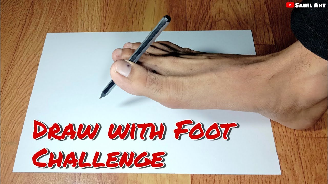 DRAWING WITH FOOT CHALLENGE 🔥🔥| Portrait Ballpoint Scrubbing Sketch | Sahil Art