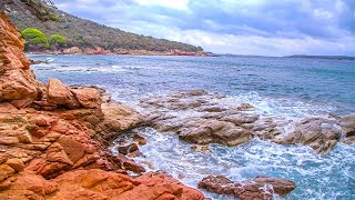 Rocky Shore With Relaxing Wave Sounds, Beautiful Natural Background For Your Home During Lockdown