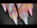 Acrylic nails - spring opal floral milk bath