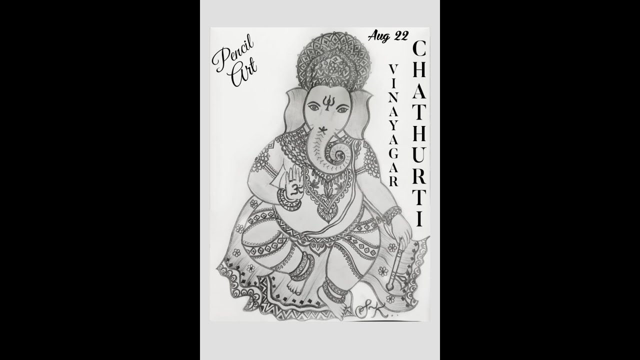 Vinayagar drawing Pencil art of Lord Ganesha Pillaiyar Pencil Art