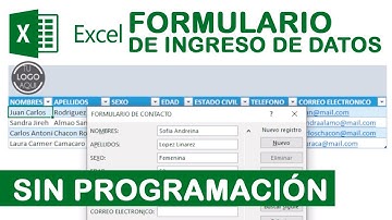 Como crear un #formulario de ingreso de datos en #excel sin usar programación.