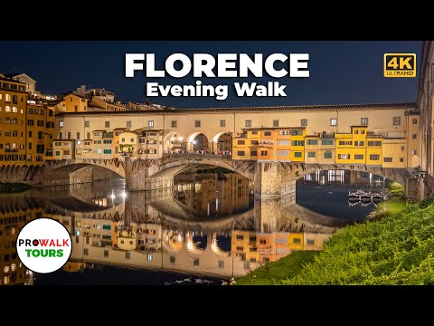 Florence, Italy Evening Walk - 4K UHD 60fps - with Captions