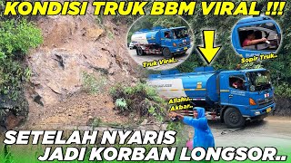 The condition of the truck goes viral after it almost became a victim of a landslide