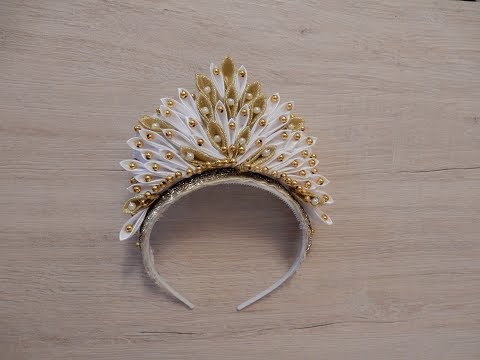 how to make a ribbon crown Christmas DIY Kanzashi Crown MK