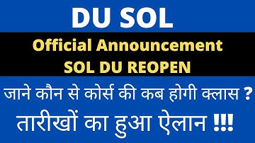 DU SOL Important Announcement Reopening Fourth and Sixth Semester Offline Classes 4th 6th semester