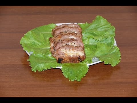 ხორცის რულეტი მაკარონით და ყველით