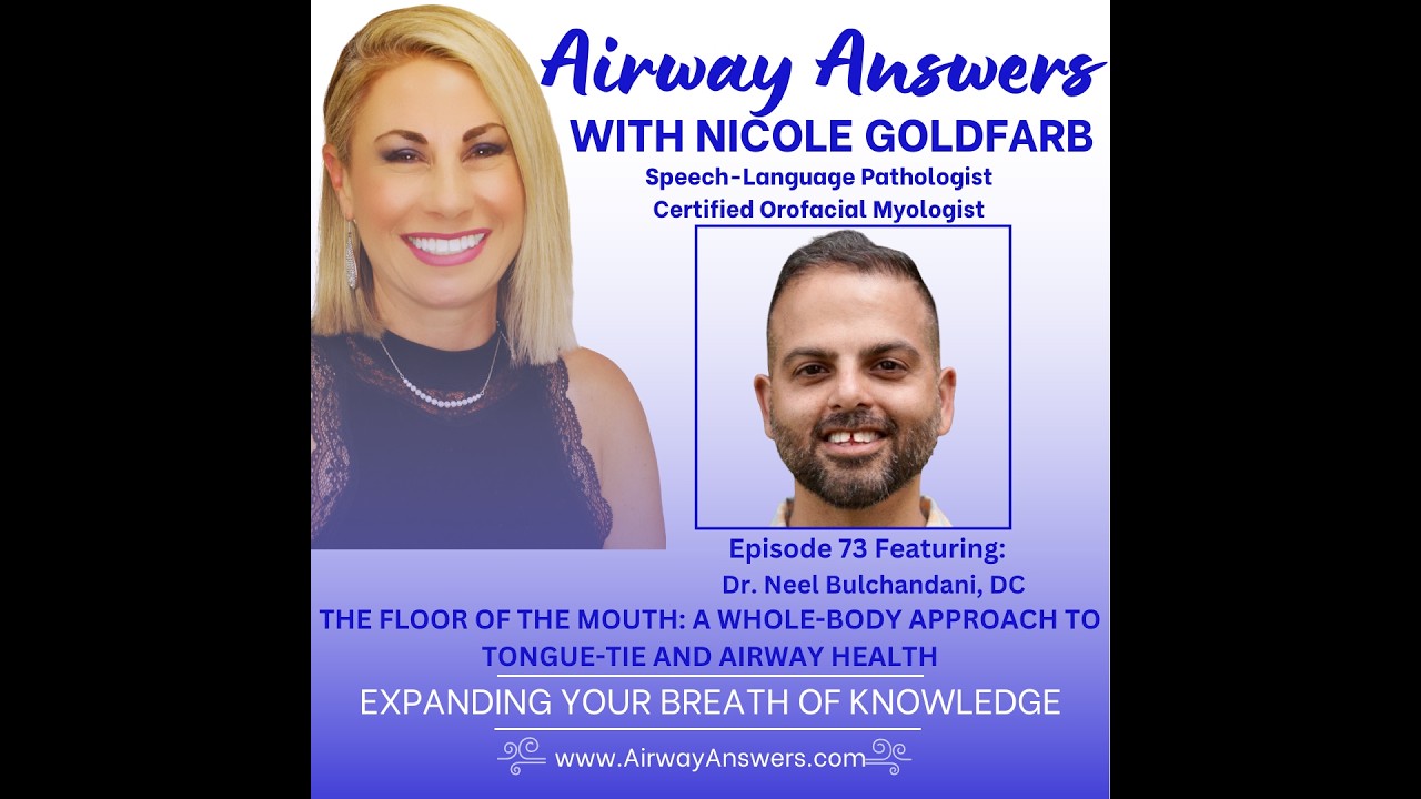 ⚠️𝐃𝐈𝐒𝐂𝐋𝐀𝐈𝐌𝐄𝐑: NO MEDICAL OR DENTAL ADVICE. Nicole Goldfarb and Airway Answers with Nicole Goldfarb does not give medical advice. The information provided in this video is for educational and informational purposes only and should not be construed as medical advice. Always seek the guidance of a qualified healthcare provider with any questions you may have regarding your health or a medical condition. Reliance on any information provided in this video is solely at your own risk. We make no representations or warranties about the accuracy or completeness of the information presented. You should not use these materials to diagnose or treat any health issues, illnesses or diseases. In addition, we do not recommend or endorse any provider of health care or health-related products, items, or services. 
_______________ 
📝 Episode Summary
✅ Why is the floor of the mouth a vital concept for providers to understand in lingual restriction cases?
✅ How does torsional debt create spiral tension patterns stretching from the head down to the big toe?
✅ The Floor 4 protocol (targeting the head, throat, sides, and feet) helps patients achieve a "phase shift" of global suppleness.
✅ Diastasis recti is identified as a frequently overlooked midline issue that significantly impacts airway posture and breathing development.
✅ Holistic care must combine manual therapy, photobiomodulation, and intuitive movement to address the root causes of dysfunction rather than simply cutting tissue. 🌀✨👣

𝑪𝒉𝒆𝒄𝒌 𝒐𝒖𝒕 𝒕𝒉𝒊𝒔 𝒊𝒏𝒕𝒆𝒓𝒗𝒊𝒆𝒘 𝒐𝒏 𝒀𝒐𝒖𝑻𝒖𝒃𝒆 𝒐𝒓 𝒂𝒏𝒚 𝒐𝒇 𝒚𝒐𝒖𝒓 𝒇𝒂𝒗𝒐𝒓𝒊𝒕𝒆 𝒑𝒐𝒅𝒄𝒂𝒔𝒕 𝒑𝒍𝒂𝒕𝒇𝒐𝒓𝒎𝒔! 👉👀 𝐘𝐨𝐮𝐓𝐮𝐛𝐞: https://youtu.be/ed2Y-eryHa4
👉🎧 𝐀𝐮𝐝𝐢𝐨: https://airwayanswers.buzzsprout.com/2408017/follow
_______________

ABOUT OUR GUEST: 
Dr. Neel Bulchandani is an integrative specialist. He began his career in healing as a chiropractor, graduating from Palmer College of Chiropractic in Davenport, Iowa in 2008. He developed an interdisciplinary manual therapy system, called Functional Mandibular Diaphragmatic Integration (FMDI), and in this system he has linked jaw mechanics with cranial, visceral, and foot dynamics and has synthesized many fields and modalities to comprehensively investigate and unlock whole-body pain, tension, and dysfunction. He also developed the Floor 4, a protocol connecting 4 key areas of the body to Floor of Mouth tension. He works in person and virtually, has created online courses for both practitioners and patients; and he also is teaching this method to healthcare professionals worldwide to apply it directly with clients seeking rapid, lasting transformation. Dr. Neel collaborates with many osteopaths, midwives, doulas, nurses, physicians, nutritionists, lactation consultants, dentists, ENTs. chiropractors, physical therapists, naturopaths, and massage therapists. He's often a go-to provider for pre- and post-op bodywork for patients undergoing frenectomies and frenuloplasties. He has helped many moms breastfeed with more ease, less pain, and more success by utilizing his knowledge of freeing tension associated with oral ties. Dr. Neel also sees many children and adults who suffer from issues related to tethered oral tissues: feeding, airway, digestion, sleep, and TMJ issues. He’s also an advisor to two neuroacoustic companies, and he utilizes and educates on photobiomodulation. His practice base is in Santa Barbara, California and he also sees patients in Los Angeles.

_______________

ABOUT THE HOST: 
Nicole Goldfarb, M.A. CCC, SLP- COM® is a Speech-Language Pathologist, Certified Orofacial Myologist, international speaker, and author. She is the owner of San Diego Center For Speech Therapy & Myofunctional Therapy and serves as a mentor and consultant in the field of orofacial myofunctional therapy. Nicole’s life-long quest is to help in the early identification and treatment of sleep-disordered breathing and airway issues.
 _________________ 
🎧𝐒𝐮𝐛𝐬𝐜𝐫𝐢𝐛𝐞 𝐭𝐨 𝐀𝐮𝐝𝐢𝐨 𝐏𝐨𝐝𝐜𝐚𝐬𝐭: https://airwayanswers.buzzsprout.com/2408017/follow 
💻𝐂𝐡𝐞𝐜𝐤 𝐨𝐮𝐭 𝐨𝐮𝐫 𝐖𝐞𝐛𝐬𝐢𝐭𝐞𝐬: www.AirwayAnswers.info 
💻𝐂𝐡𝐞𝐜𝐤 𝐨𝐮𝐭 𝐨𝐮𝐫 𝐖𝐞𝐛𝐬𝐢𝐭𝐞𝐬: www.SanDiegoCenterForSpeechTherapy.com 
📩𝐄𝐦𝐚𝐢𝐥: Nicole@AirwayAnswers.info 
👉𝐅𝐨𝐥𝐥𝐨𝐰 𝐮𝐬 𝐨𝐧 𝐅𝐚𝐜𝐞𝐛𝐨𝐨𝐤: https://www.facebook.com/profile.php?id=61565074499503 
👉𝐅𝐨𝐥𝐥𝐨𝐰 𝐮𝐬 𝐨𝐧 𝐈𝐧𝐬𝐭𝐚𝐠𝐫𝐚𝐦: https://www.instagram.com/sandiegospeechandmyotherapy/
👉𝐅𝐨𝐥𝐥𝐨𝐰 𝐮𝐬 𝐨𝐧 𝐓𝐢𝐤𝐓𝐨𝐤: https://www.tiktok.com/@airway.answers
