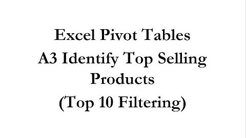 Pivot Tables A3 Identify Top Selling Products