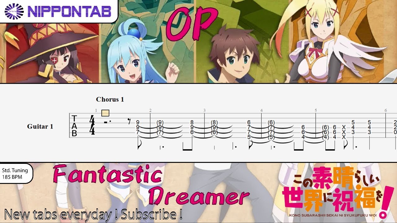 Guitar Tab Fantastic Dreamer Kono Subarashii Sekai Ni Shukufuku Wo Op この素晴らしい世界に祝福を Op ギター Tab譜 Youtube