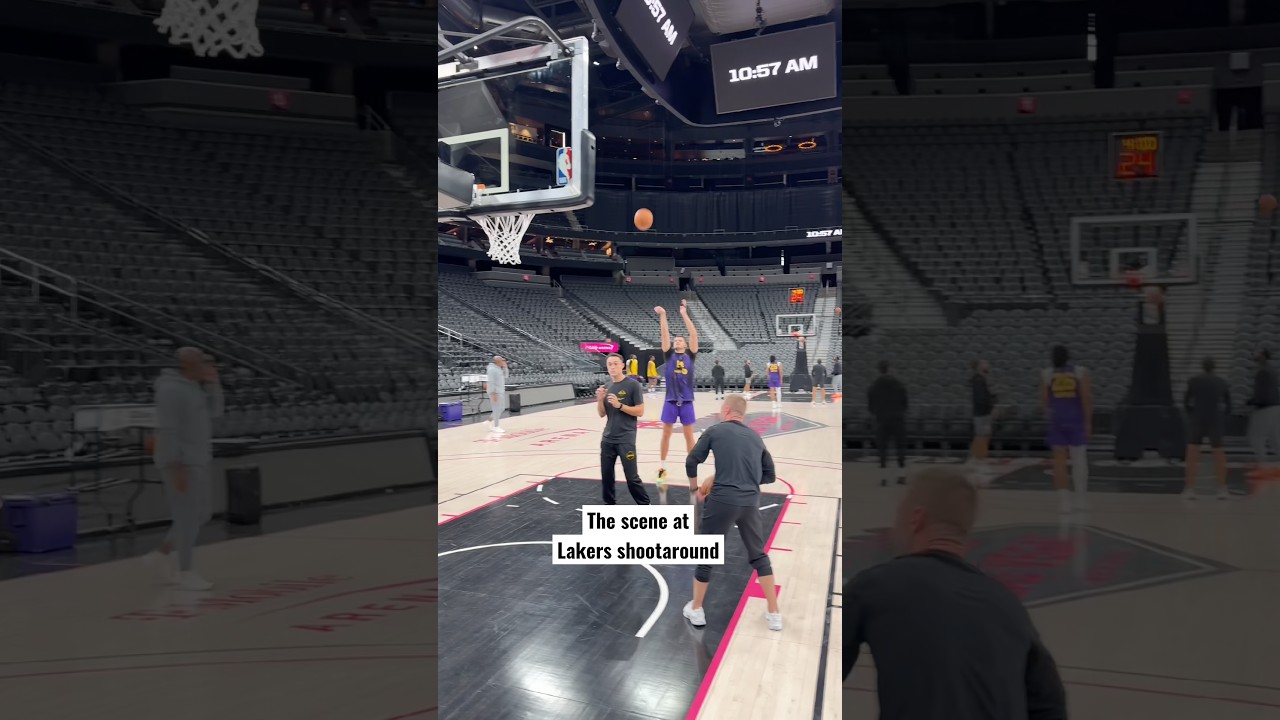 The scene at Lakers shootaround in Las Vegas