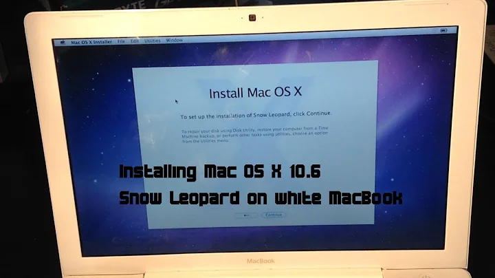 Installing Mac OS X 10.6 Snow Leopard on white MacBook