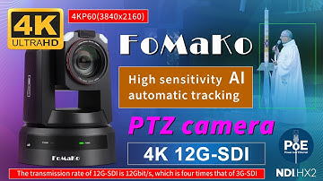 2025 New Release FoMaKo K920N 4K 60fps 12G-SDI HDMI Industry leading AI auto tracking NDI PTZ Camera