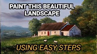 Lets paint a Beautiful Cottage in this landscape Oil Painting