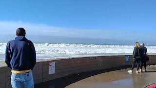 Huge Waves and High Tide at Saward Ave Beach Ventura CA Dec 28 2023