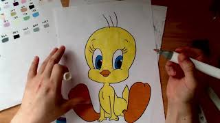 Tweety Bird, Make Your Own Colouring Book, Speed Drawing and Colouring