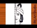 How to draw krishna half face  easy drawing for beginners  easy shree krishna drawing  art
