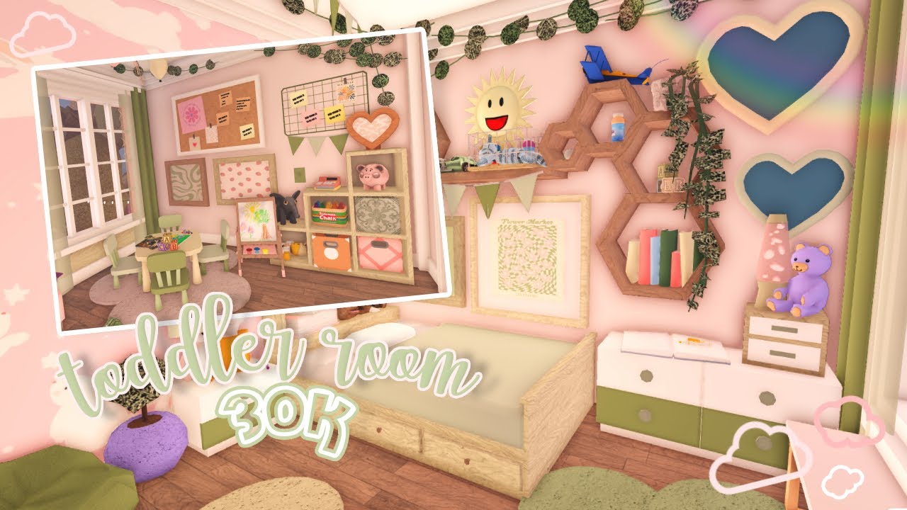 *toddler room* speedbuild pink & green aesthetic Roblox Bloxburg