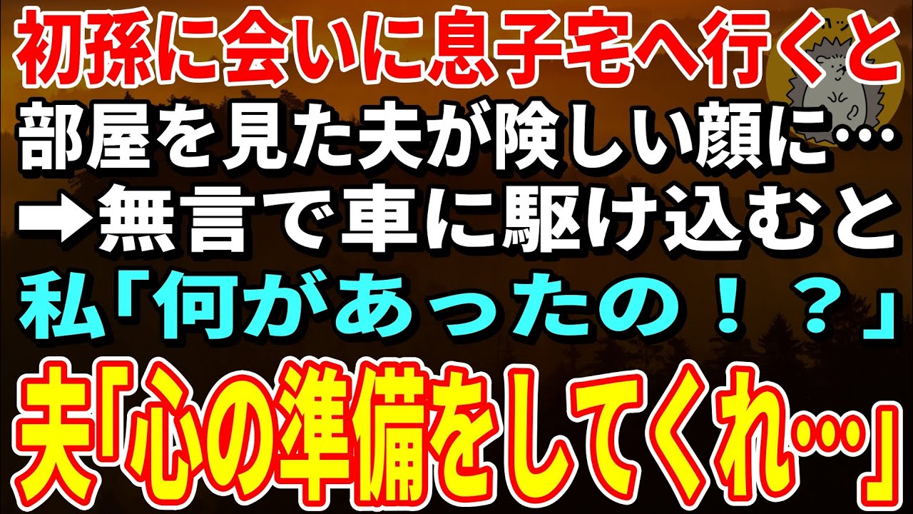 【スカッとする話】初孫に会いに息子宅へ行くと部屋を見た夫が険しい顔に→無言で車に駆け込むと私「何があったの！？」夫「心の準備をしてくれ…」【朗読】【シニア】