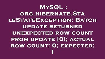 MySQL : org.hibernate.StaleStateException: Batch update returned unexpected row count from update [0