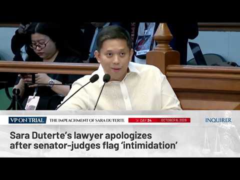 Sara Duterte’s lawyer apologizes after senator-judges flag ‘intimidation’