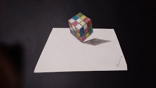 3D Rubik Cube Watercolor