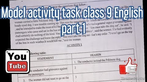 Model activity task class 9 English part 1