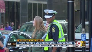 Police officers, volunteers patrolling downtown