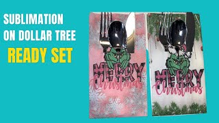 Sublimation on dollar tree Silverware￼ready set napkins