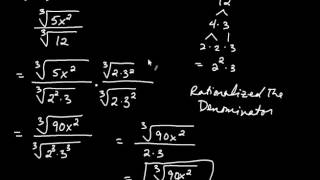 Dividing Radicals (especially Rationalizing the Denominator)