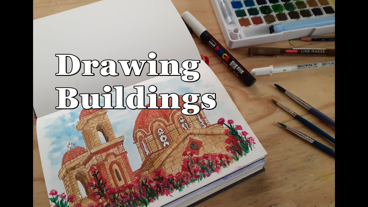 Drawing Buildings Using Ink and Watercolor - YouTube